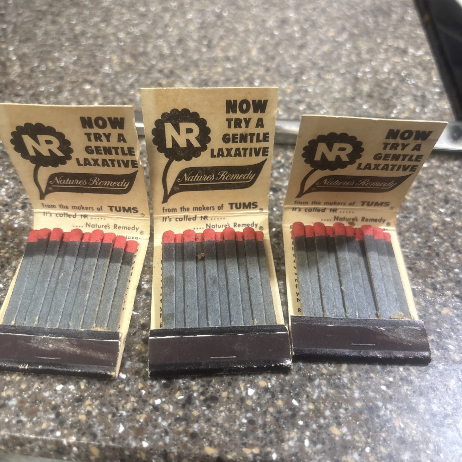3 Packs VTG New Old Stock Tums Match Books Front Strike Black FULL PACKS