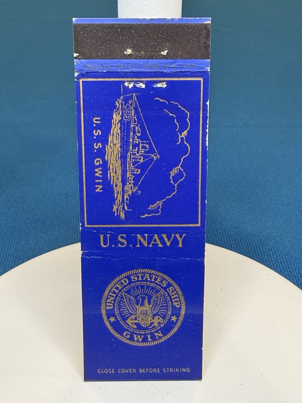 USS Gwin United States Navy Ship VTG Matchbook Cover 1195
