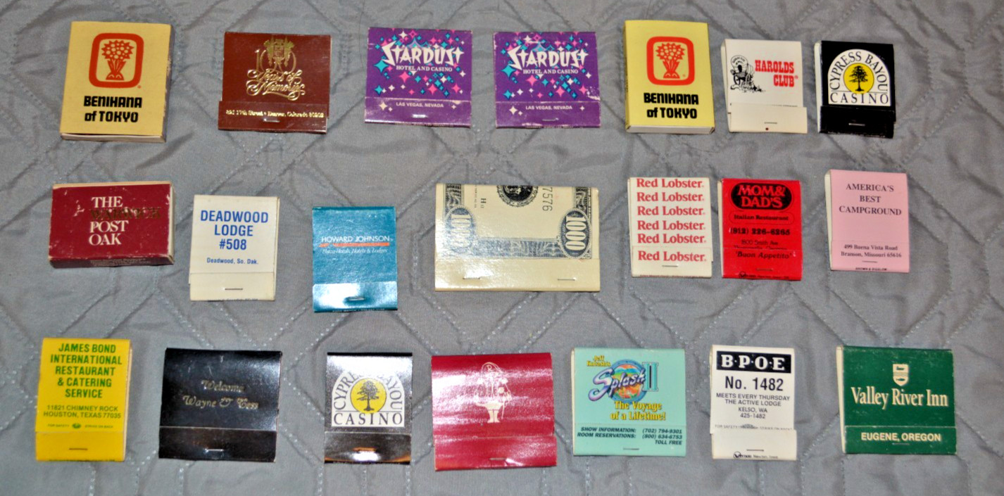 Vintage Matchbook Lot 20+ Casino Hotel Restaurant Advertising Matches Las Vegas