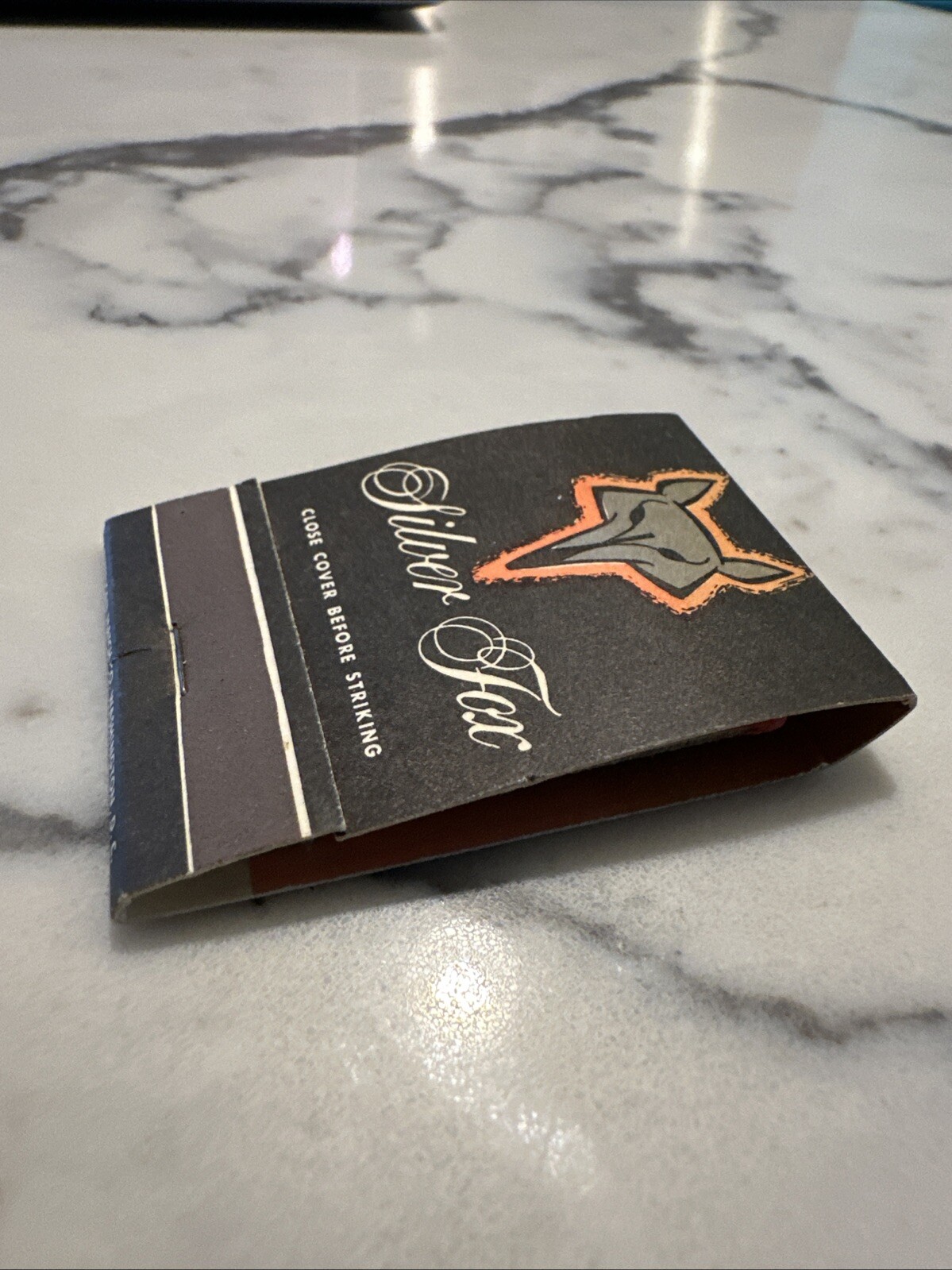 Vintage Matchbook Washington DC Silver Fox Restaurant Black Orange UNSTRUCK