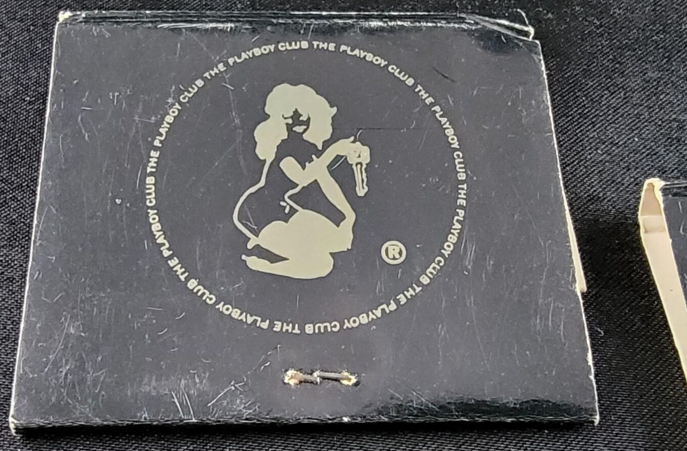 Playboy Club Advertising Matchbooks Large Black w/ Woman Lot x2 Vintage