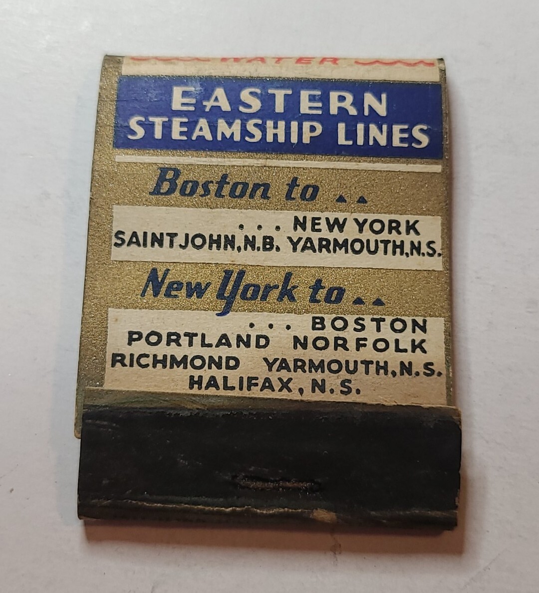 EASTERN STEAMSHIP LINES 1930/40s MATCHBOOK EMPTY FRONT STRIKE NAUTICAL