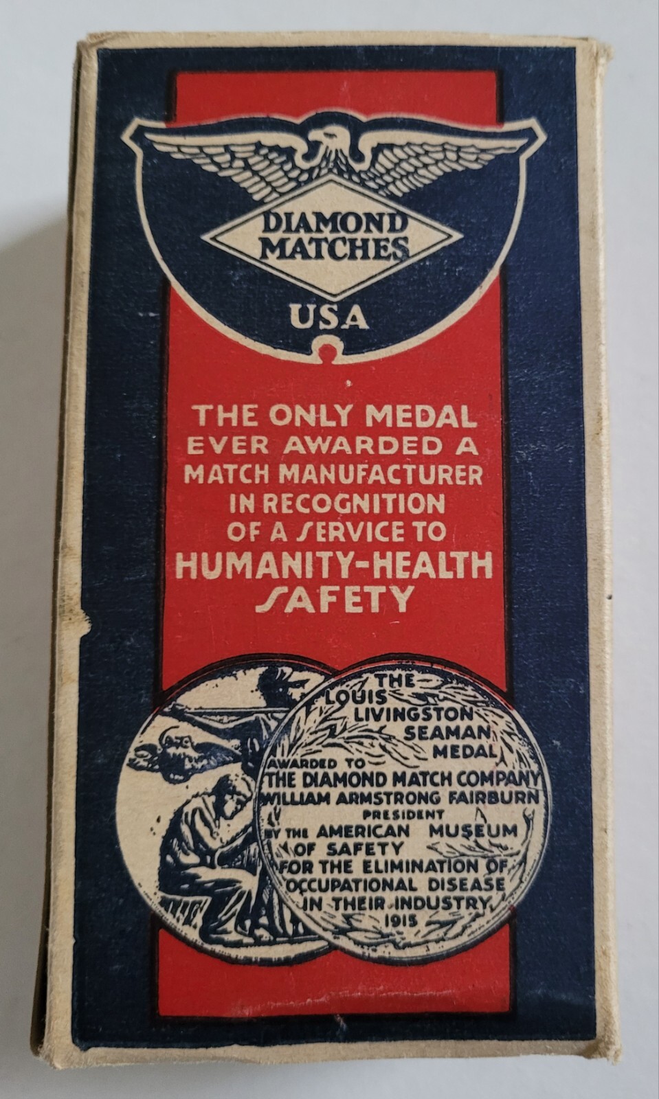 Old True American Diamond Matches Cardboard Match Box W/ Indian Picture