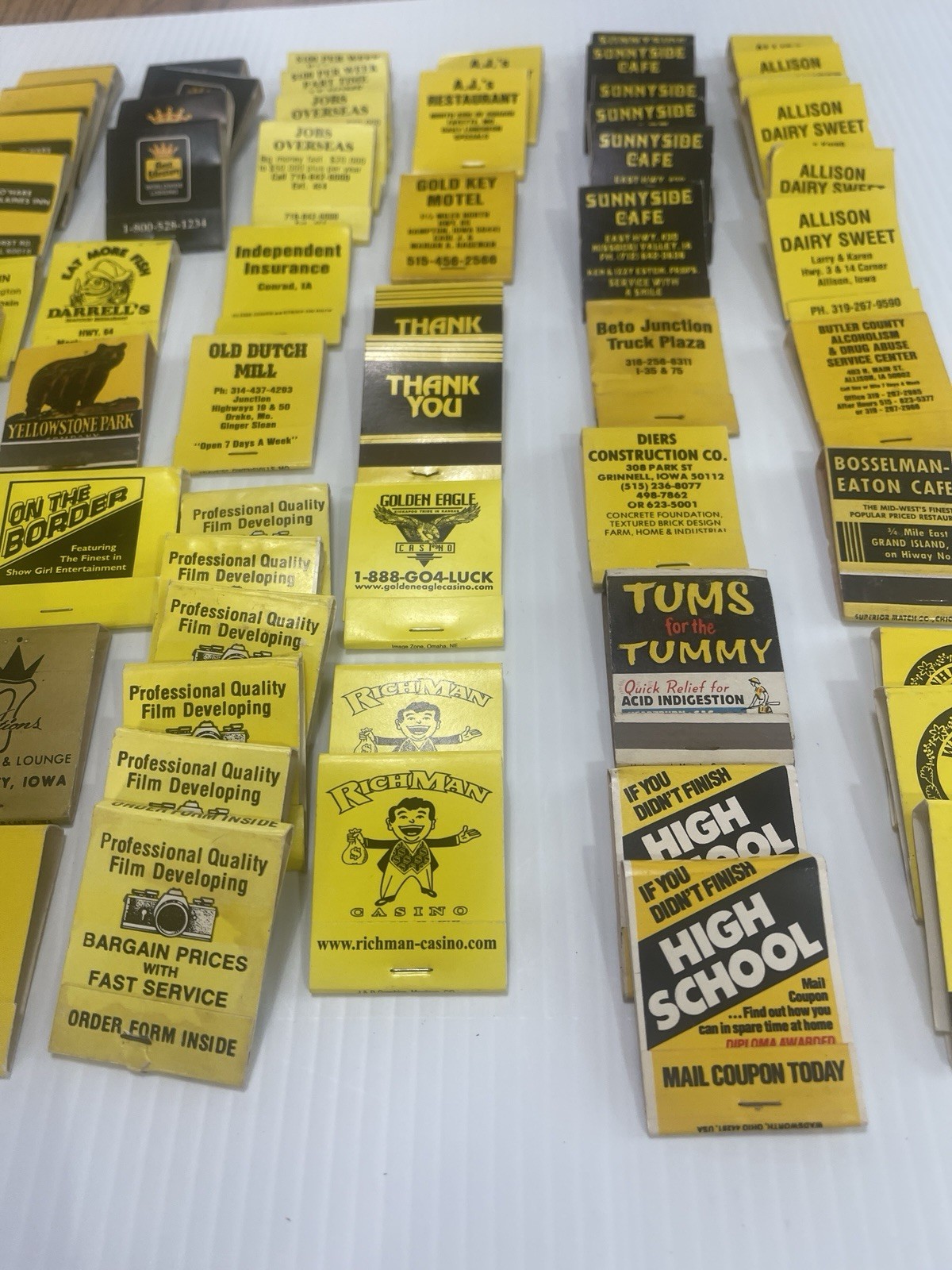 Lot of 72 Vintage Matchbooks Black & Gold Color Home Bar She Shed Decor Hawkeyes