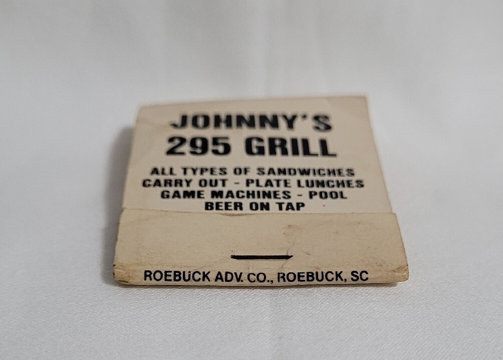 Vintage Matchbook Cover Johnny’s 295 Grill Bar Pool Girlie Nudie Advertising
