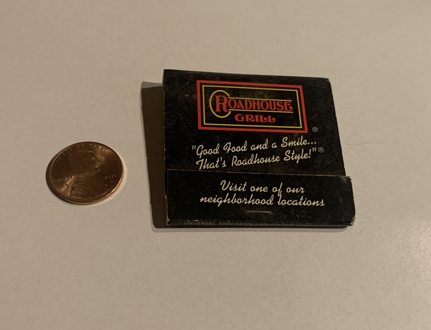 Vintage Roadhouse Grill Matchbook Matches Black Southern United States Full Ad