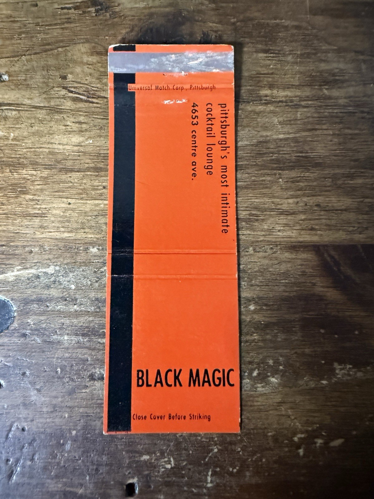 H888 Black Magic Lounge Bar Pittsburgh Pennsylvania Vintage Matchbook Cover