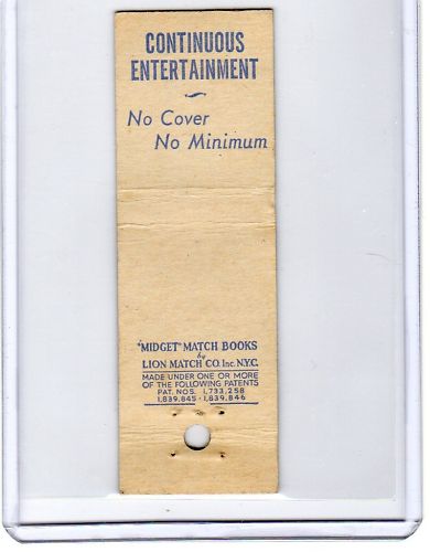 YES YES COCKTAIL LOUNGE 420 SO. CHICAGO MATCHBOOK COVER