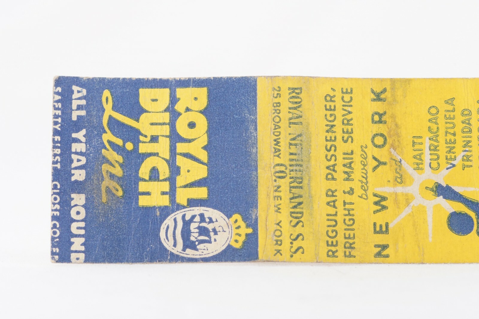 Dutch Royal Line Cruise Ships 1930’s Advertisement Matchbook Cover