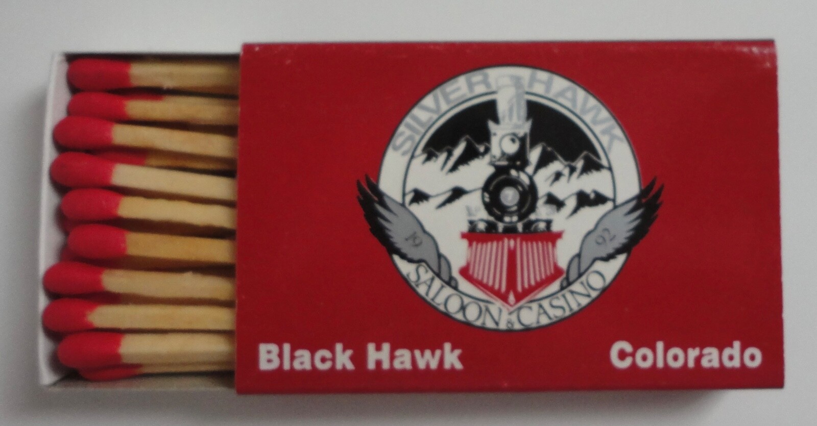 Vintage SILVER HAWK SALOON & CASINO Black Hawk Colorado Matchbox Unstruck