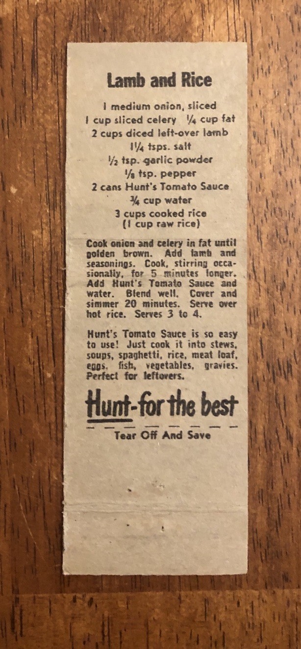 Hunts Lamb And Rice Recipe (R1)