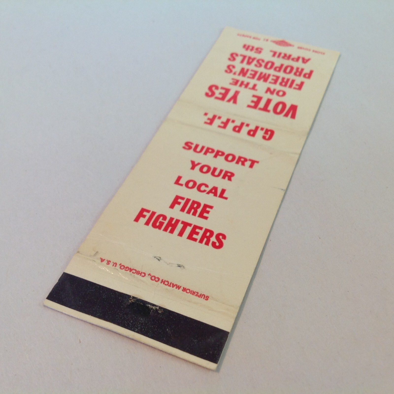 Vtg Matchbook Cover Vote Yes Firemen’s Proposal Grosse Pointe Park Fire Fighters