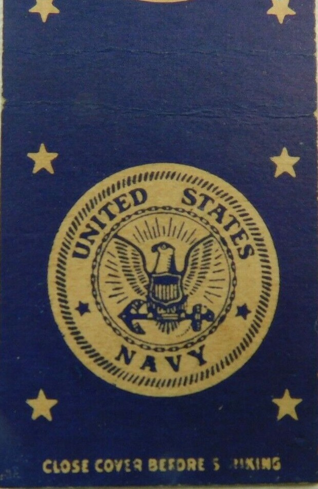 United States Navy Twin Anchors And Stars Vintage Matchbook Cover