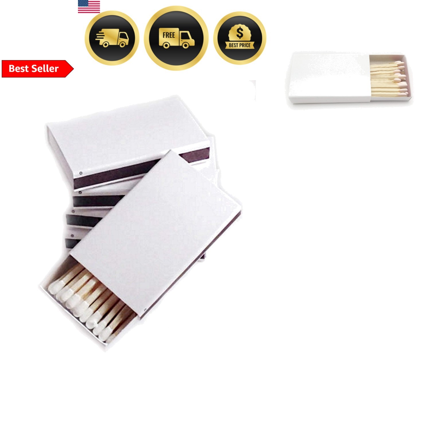 Wooden Match Boxes Matches Pack 50 Plain White Cover Fire Starter Supplies