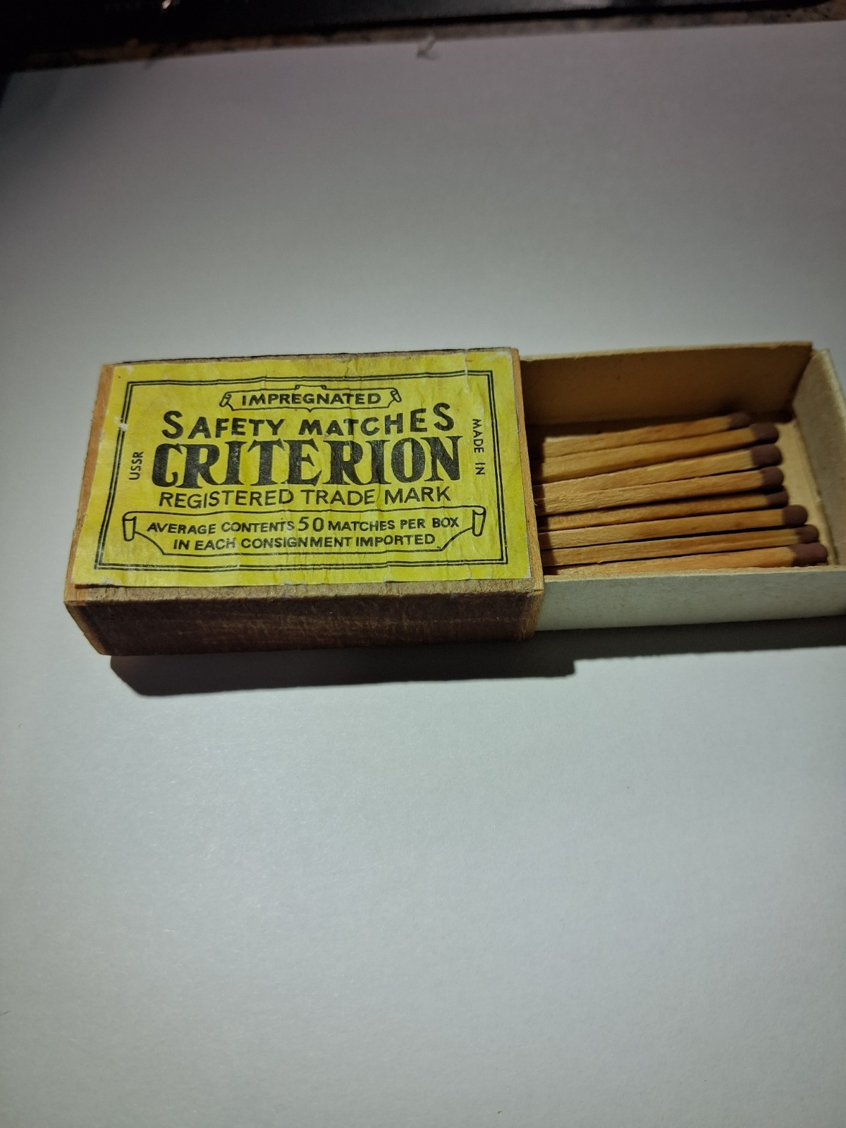 Criterion Vintage Safety Matches Cardboard Matchbox Registered Trade Mark