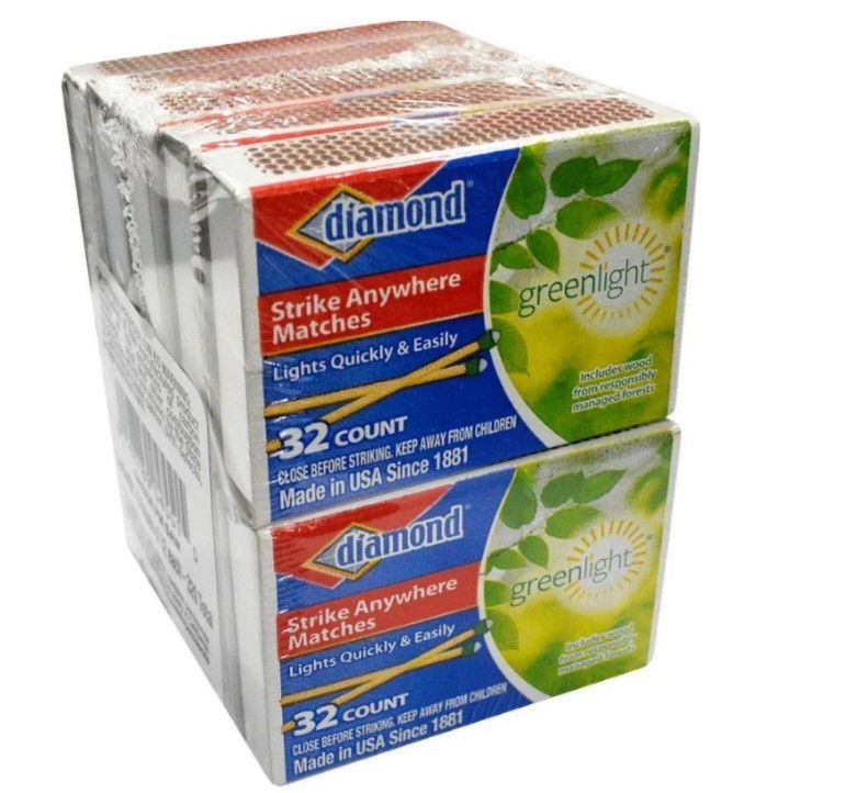 (2 Pack) Diamond Strike Anywhere Matches 32ct Penny Matches Camping 640 Total