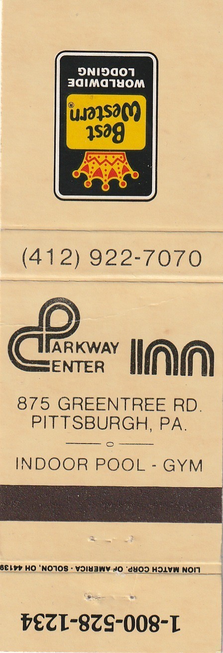 MATCHBOOK COVER – PARKWAY CENTER INN – PITTSBURGH PENNSYLVANIA – UNSTRUCK