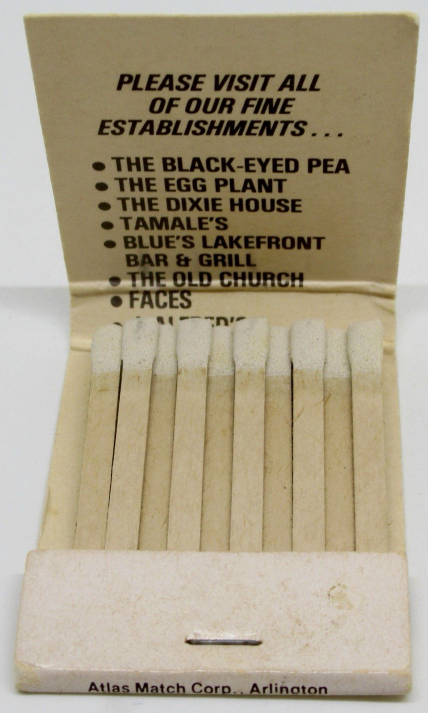 The Black Eyed Pea Restaurant DALLAS Texas Finest Chicken Fried Steak Matchbook