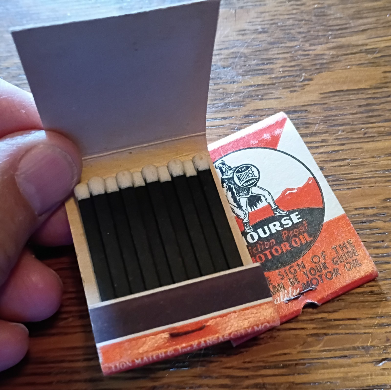 Two Vintage “NOURSE MOTOR OIL” MATCHBOOKS….FULL & NICE..McPherson, Kansas