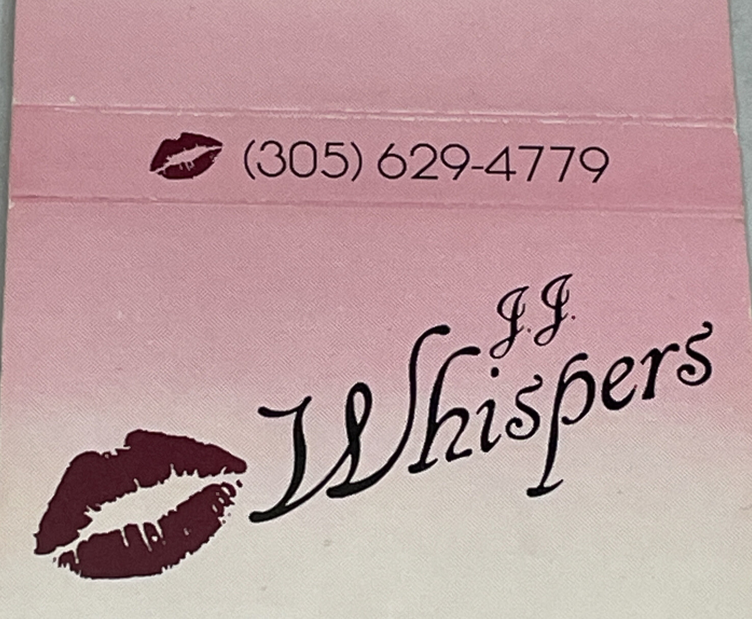 Vintage Matchbook Cover JJ Whispers Orlando, Florida gmg Unstruck