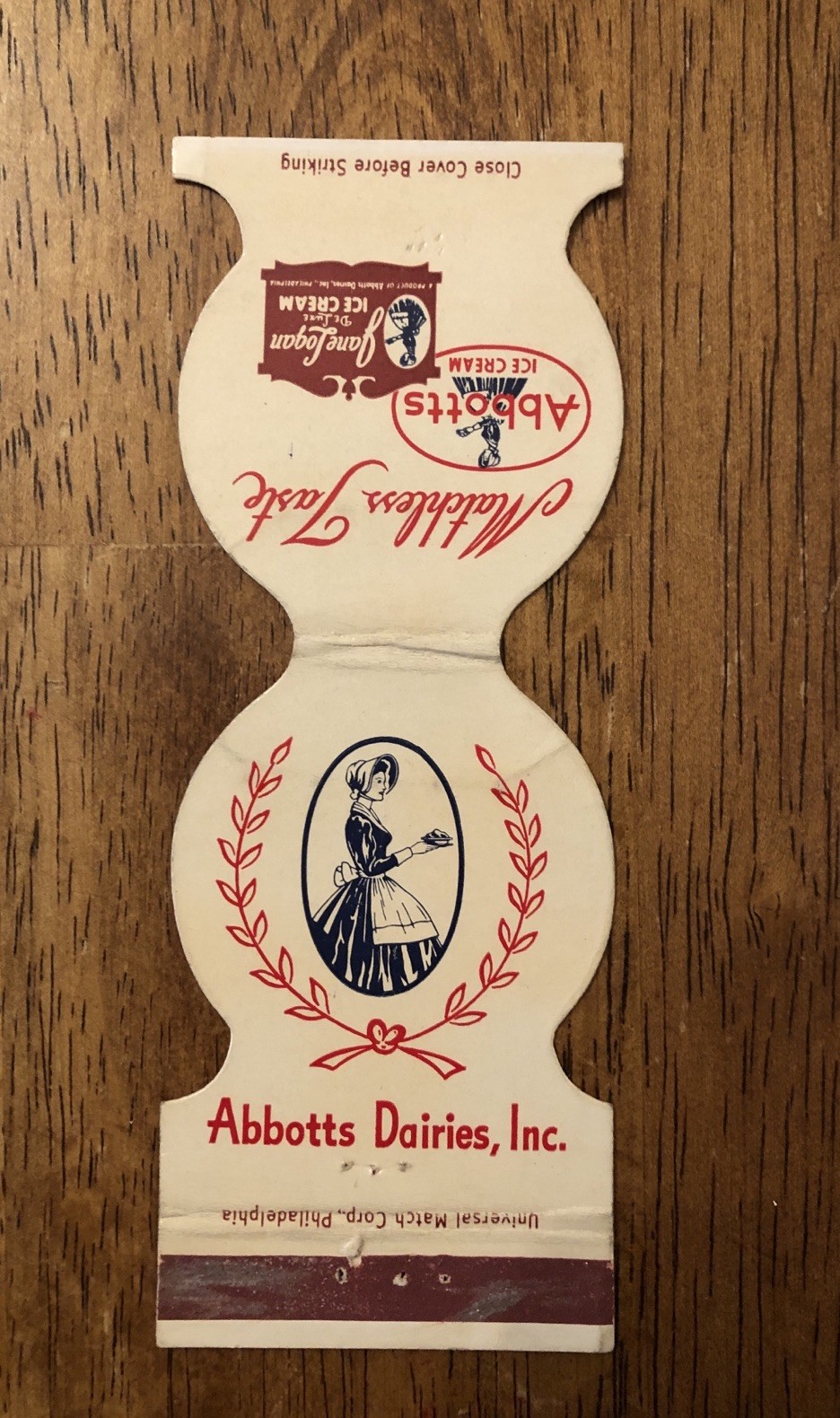 Abbotts Dairies, Inc – Abbotts & Jane Logan Matchbook Cover (X1)