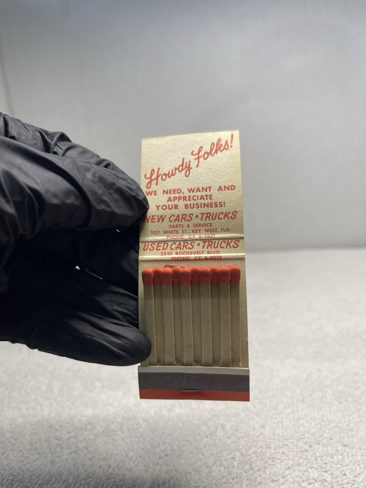 Vintage Stacy Rowell Ford Key West FL Matchbook Unstruck