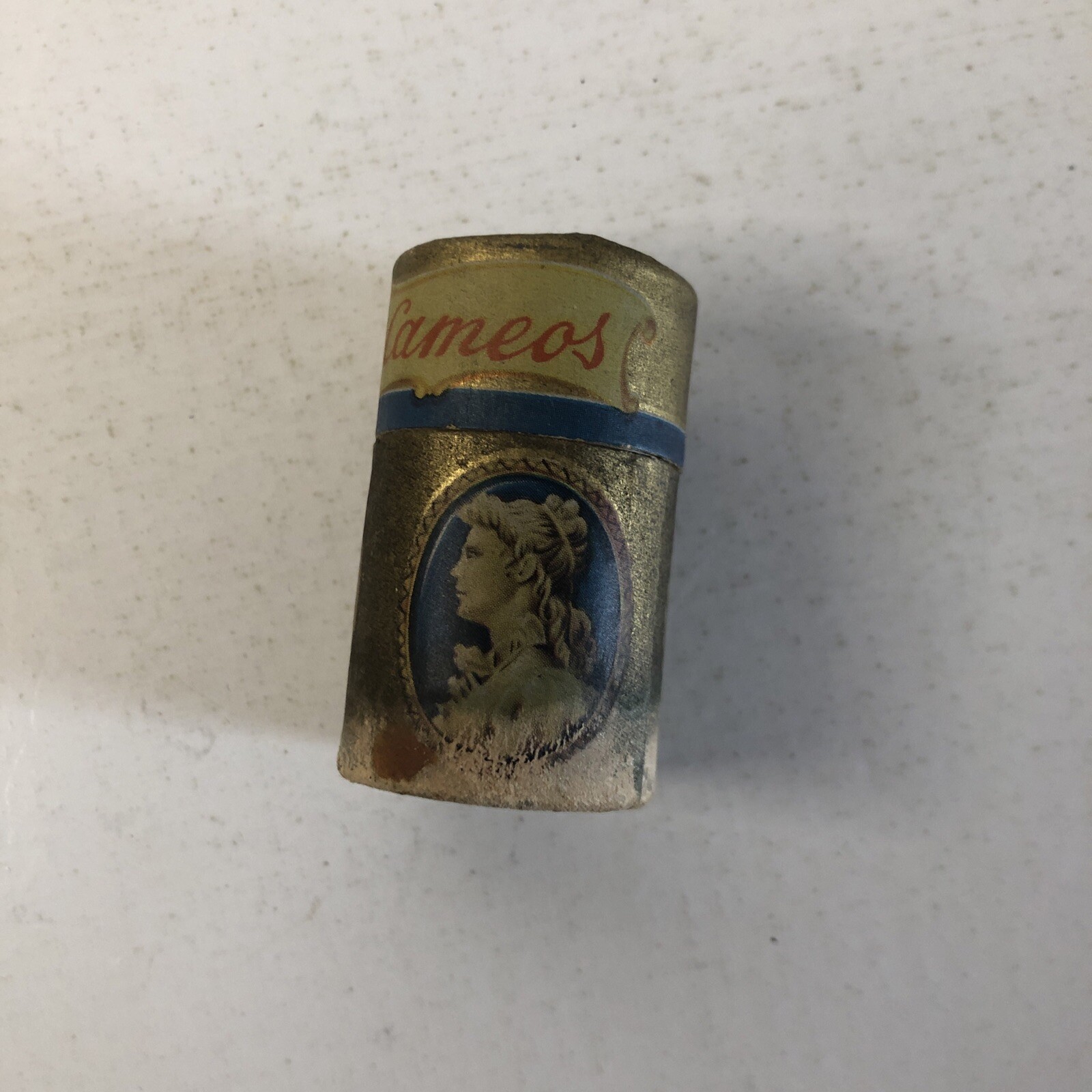 Vintage Golden Cameo Stick Matches in Original Cardboard Canister