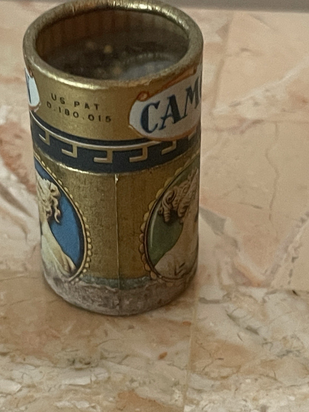 Vintage Golden Cameos Stick Matches in Original Cardboard Canister