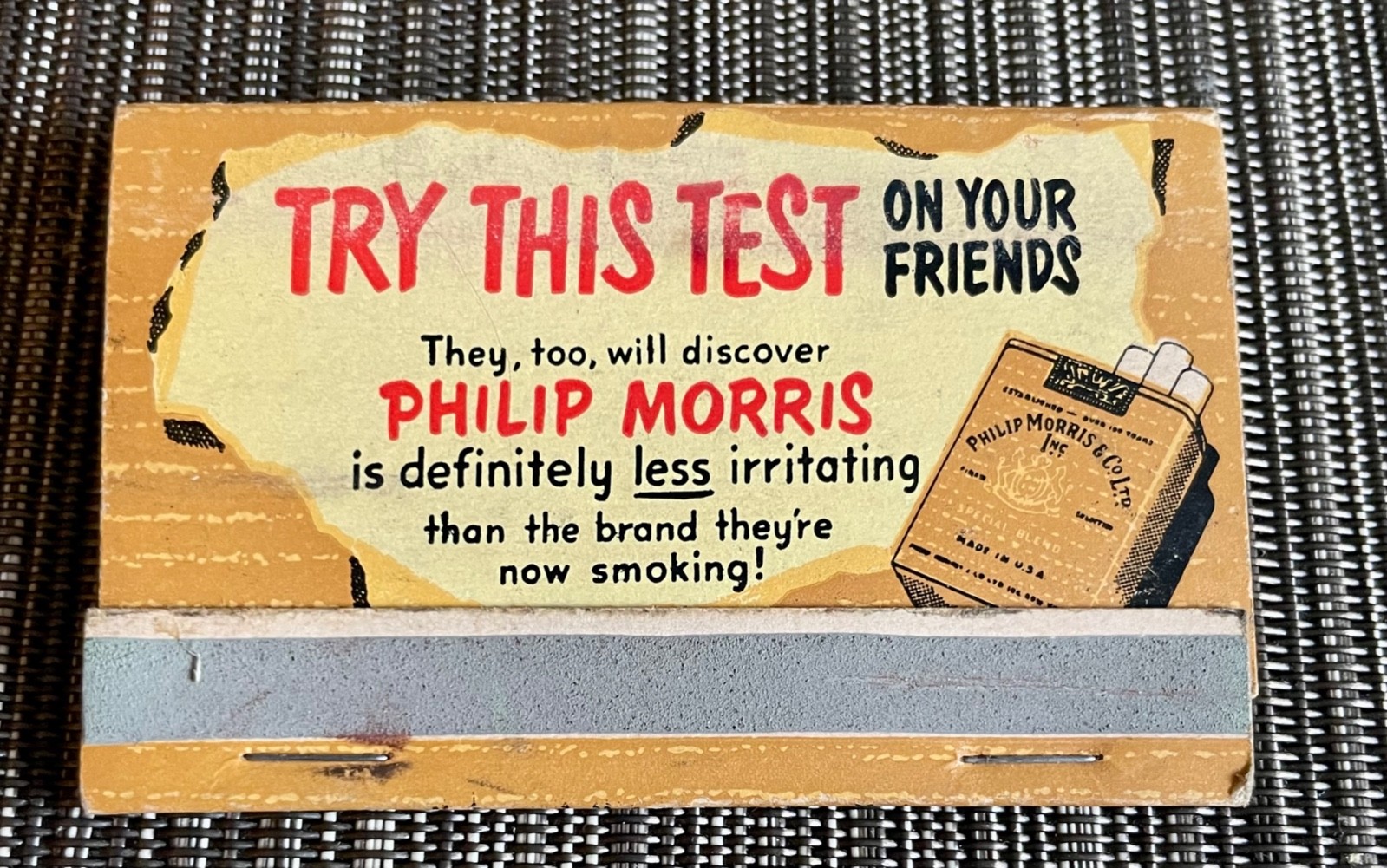 Vintage Phillip Morris Large 40 Matches/Matchbook “No Cigarette Hangover” 1950s