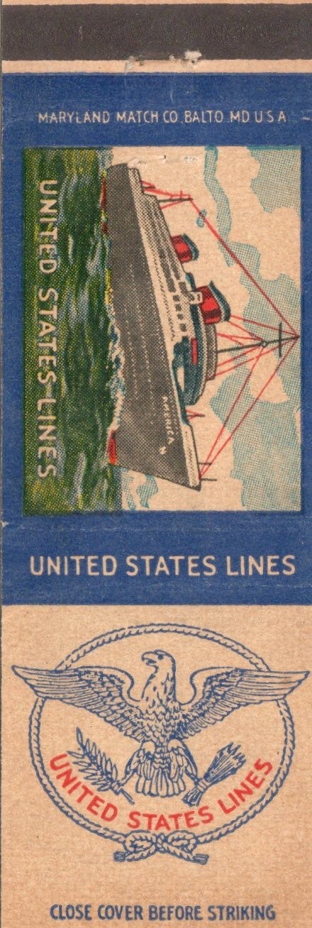Vintage Matchcover United States Lines
