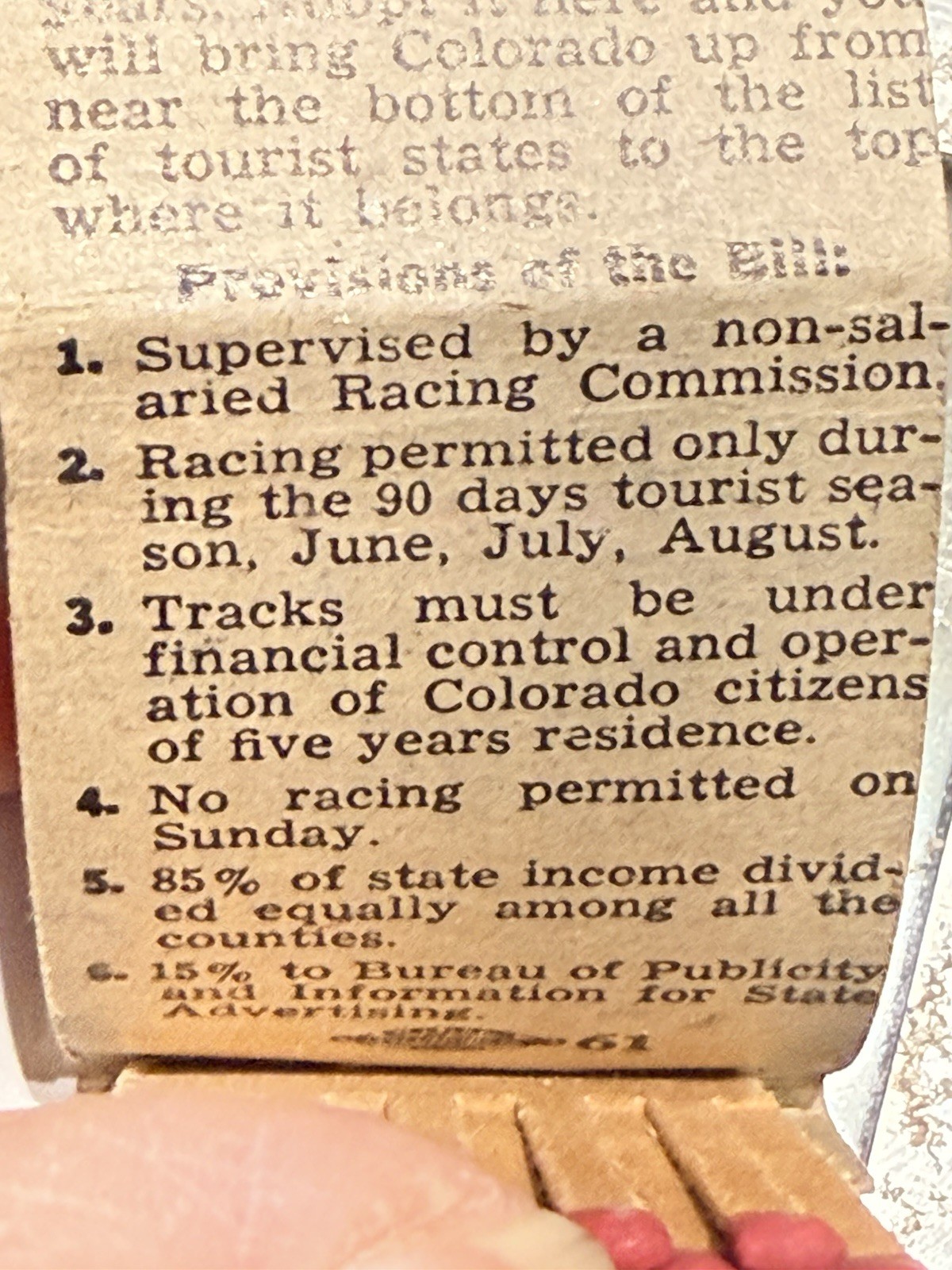 Vtg Matchbook Vote Yes For Horse Racing Under Association In Colorado, Full