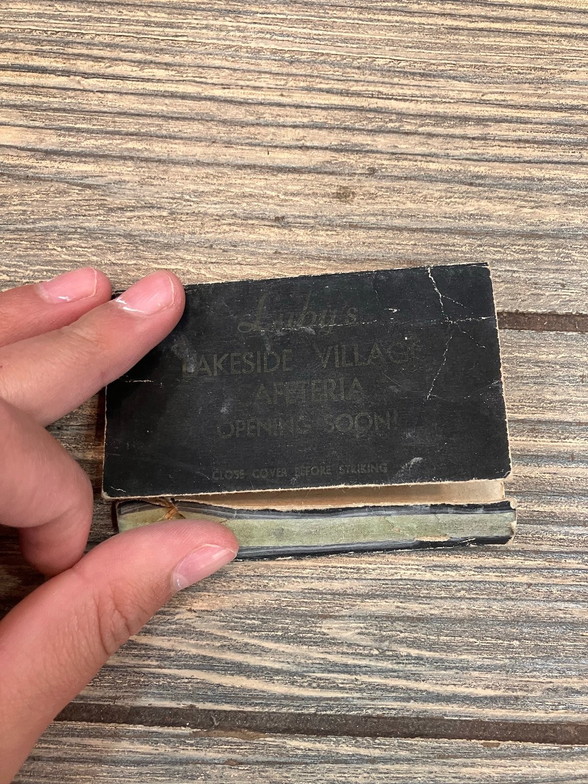 Ruby’s Lakeside Village Cafeteria Vintage Black Gold Lettering Matchbook