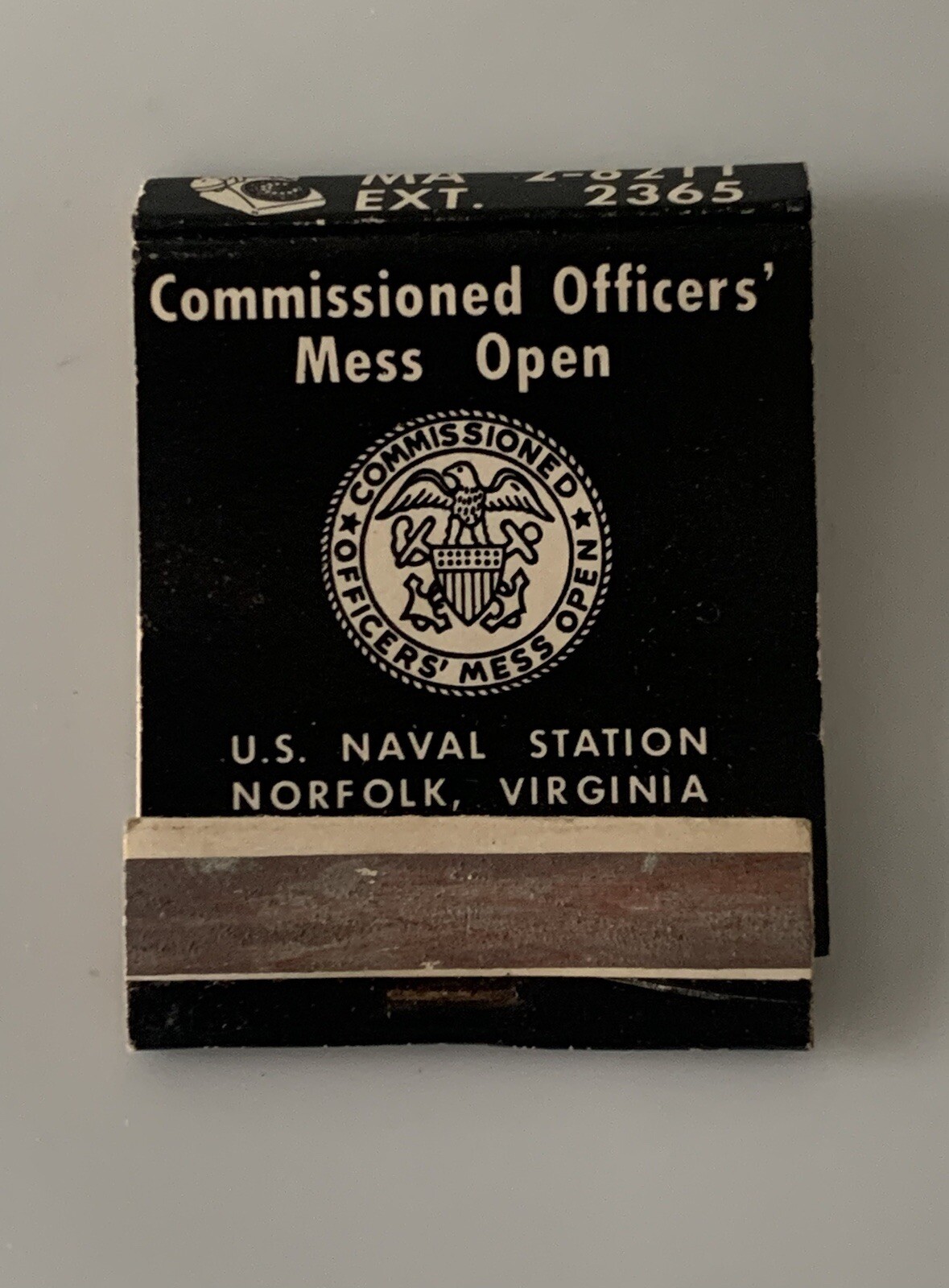 United States ~ Naval Station ~ Norfolk Virginia ~ Vintage Matchbook Cover ~