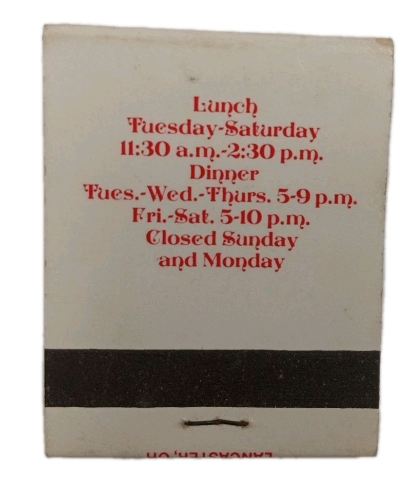 Vintage Mauger’s Restaurant Fish Market Lancaster Ohio Full Unstruck Matchbook