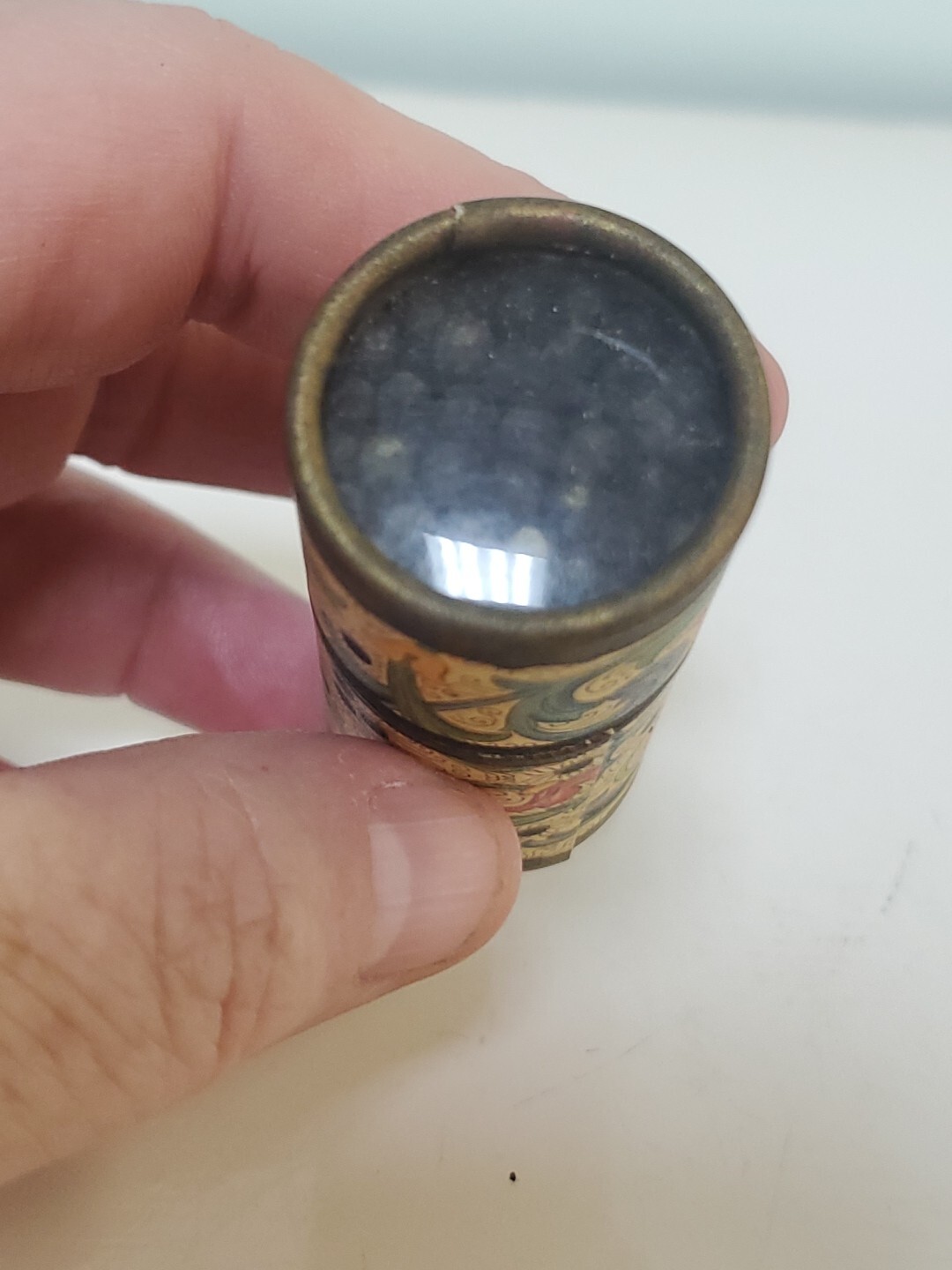 Decorative Paisley Cardboard Tube Cylinder Match Holder Black Tip Matches