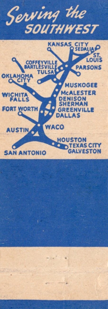 Vintage Matchcover Katy Lines Southwest Missouri Kansas Texas