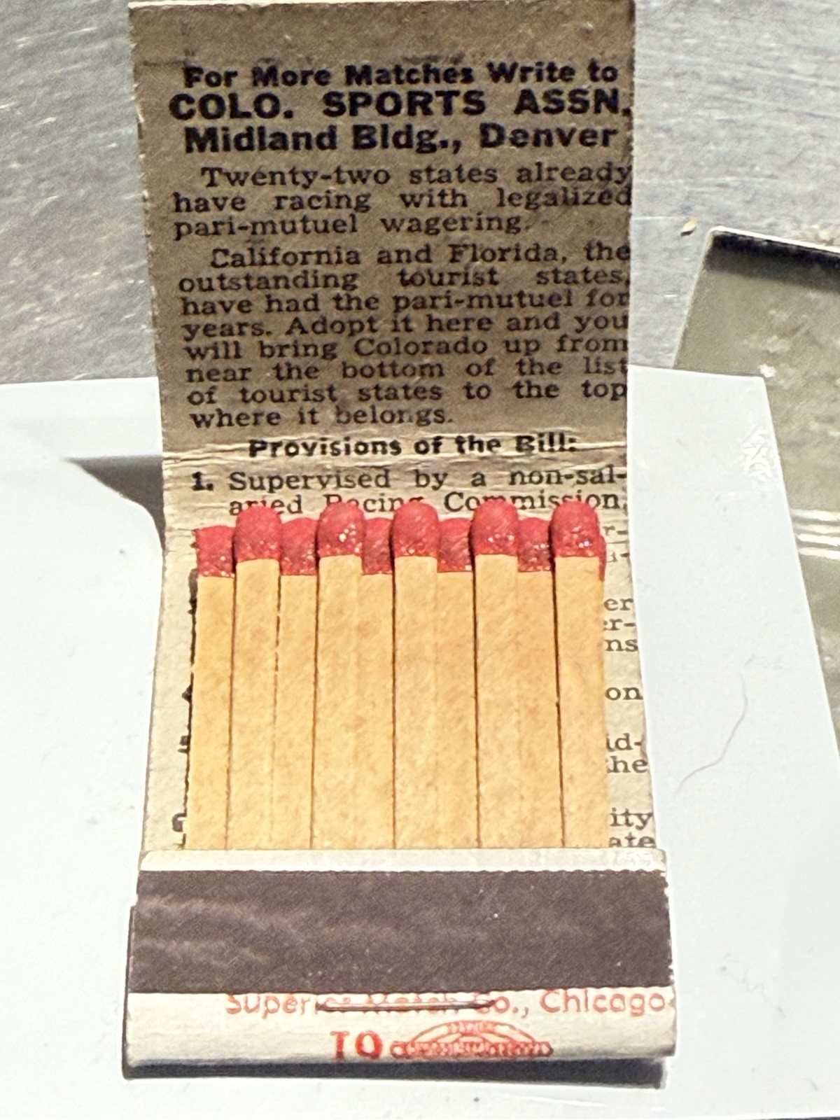 Vtg Matchbook Vote Yes For Horse Racing Under Association In Colorado, Full