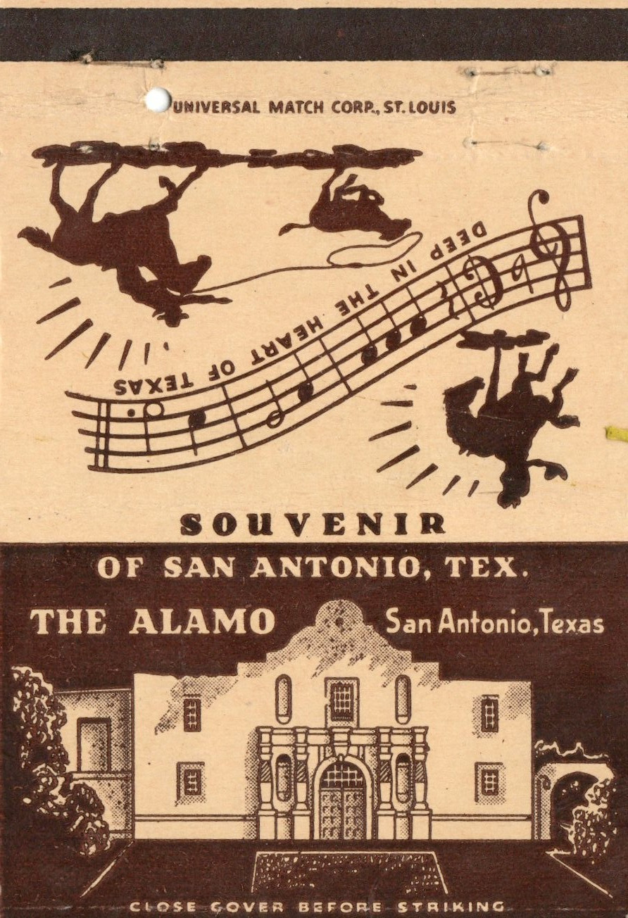 Vintage Matchcover Souvenir Of San Alamo San Antonio Texas