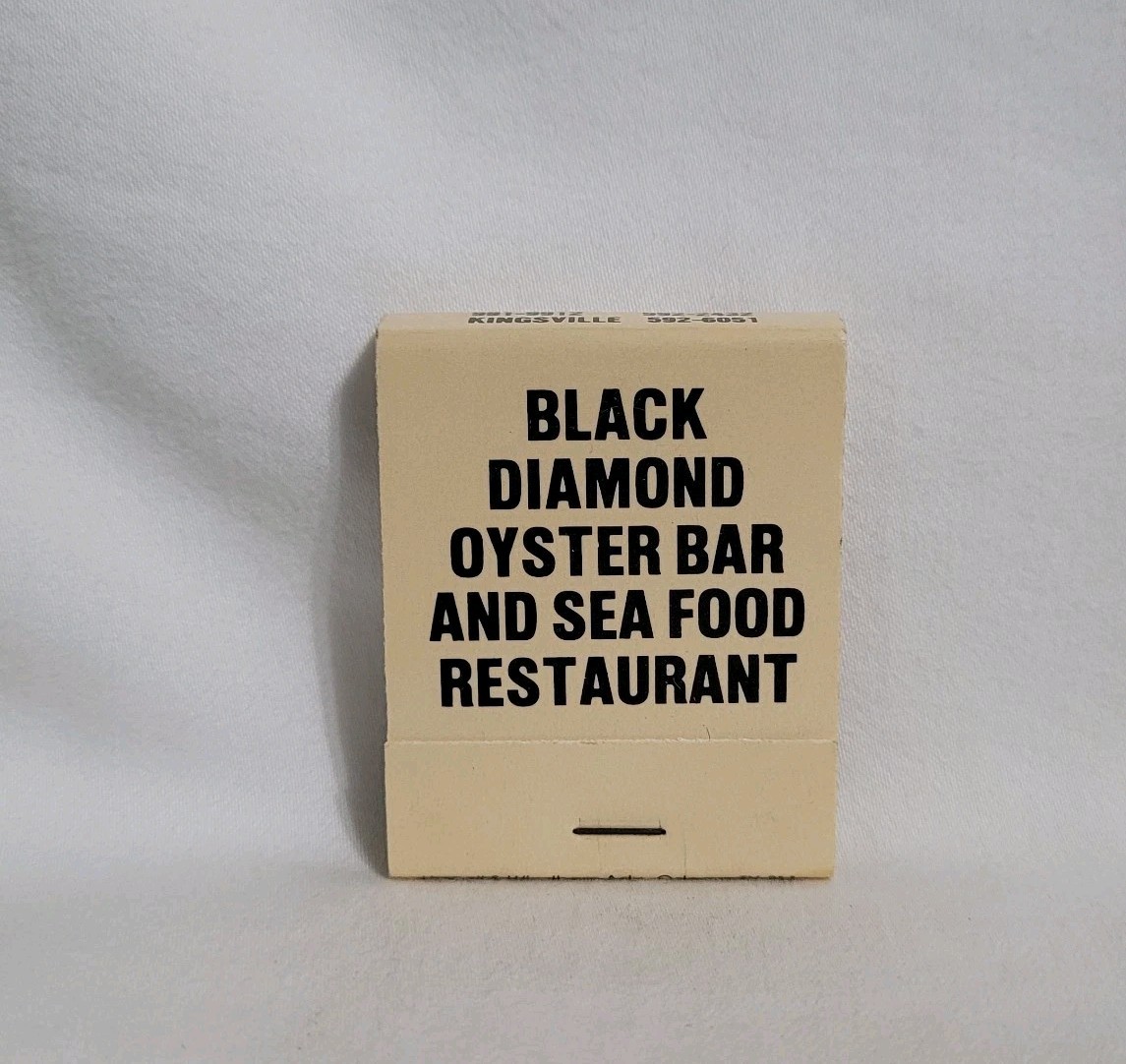 Vintage Matchbook Black Diamond Oyster Bar Restaurant Texas Advertising