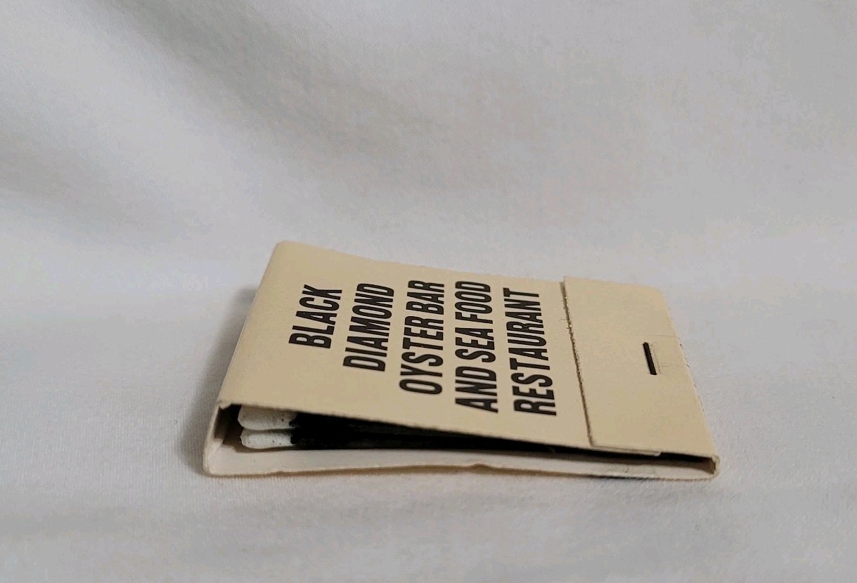 Vintage Matchbook Black Diamond Oyster Bar Restaurant Texas Advertising