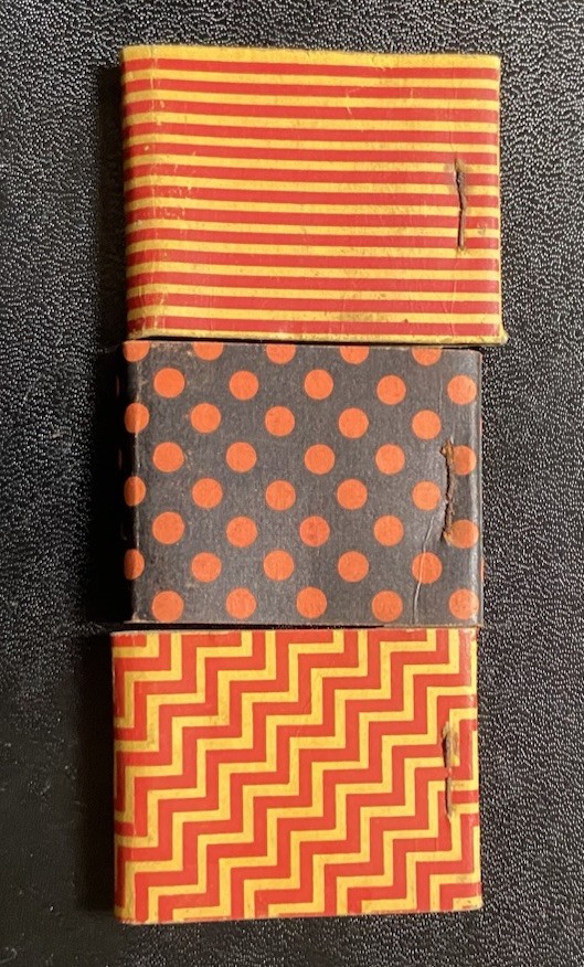 3 Old Vintage *Fancy* Orange Yellow Black Universal Match Co St Louis MATCHBOOK!