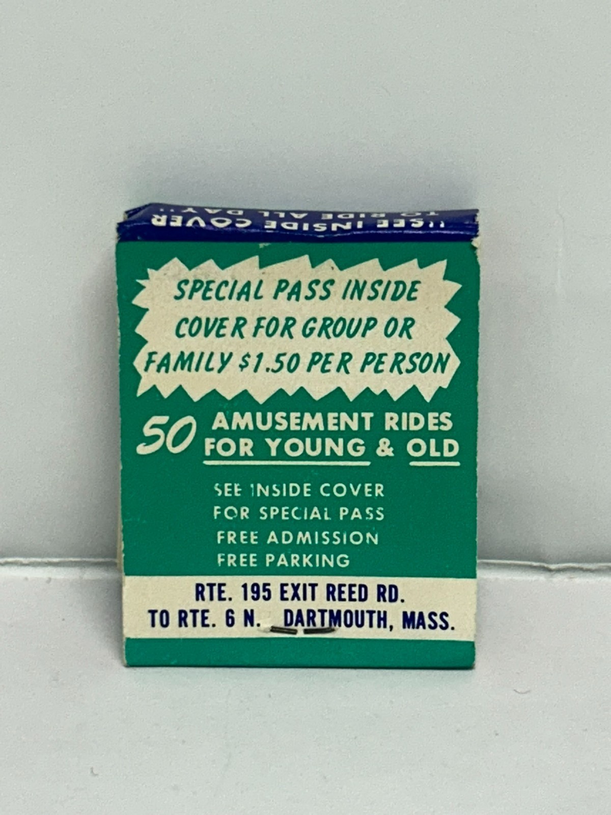 Vintage Lincoln Park Dartmouth Massachusetts Amusement Park Matchbook Unstruck