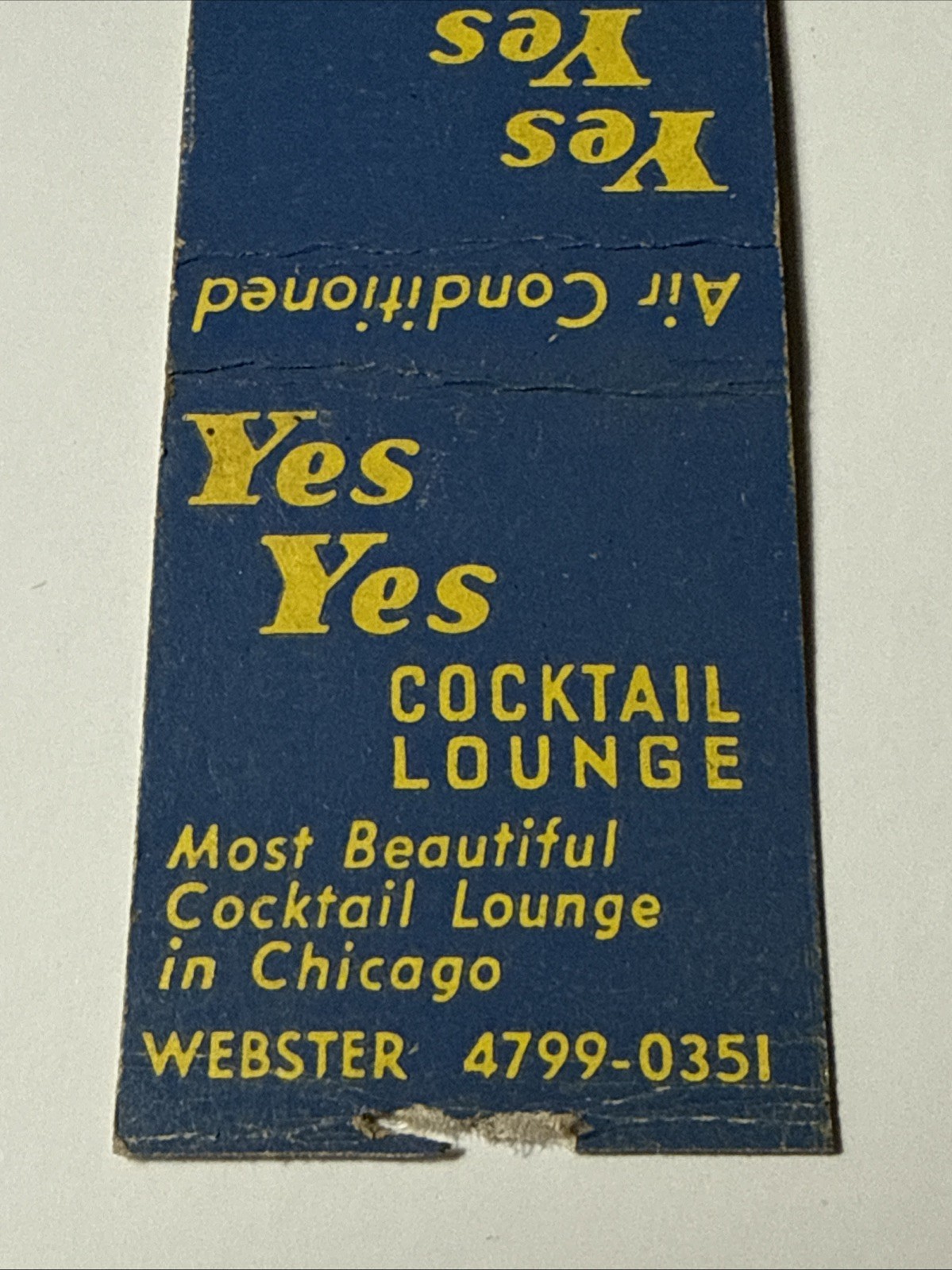 Vtg 1930s Matchbook YES YES Cocktail Lounge Chicago Illinois Bar