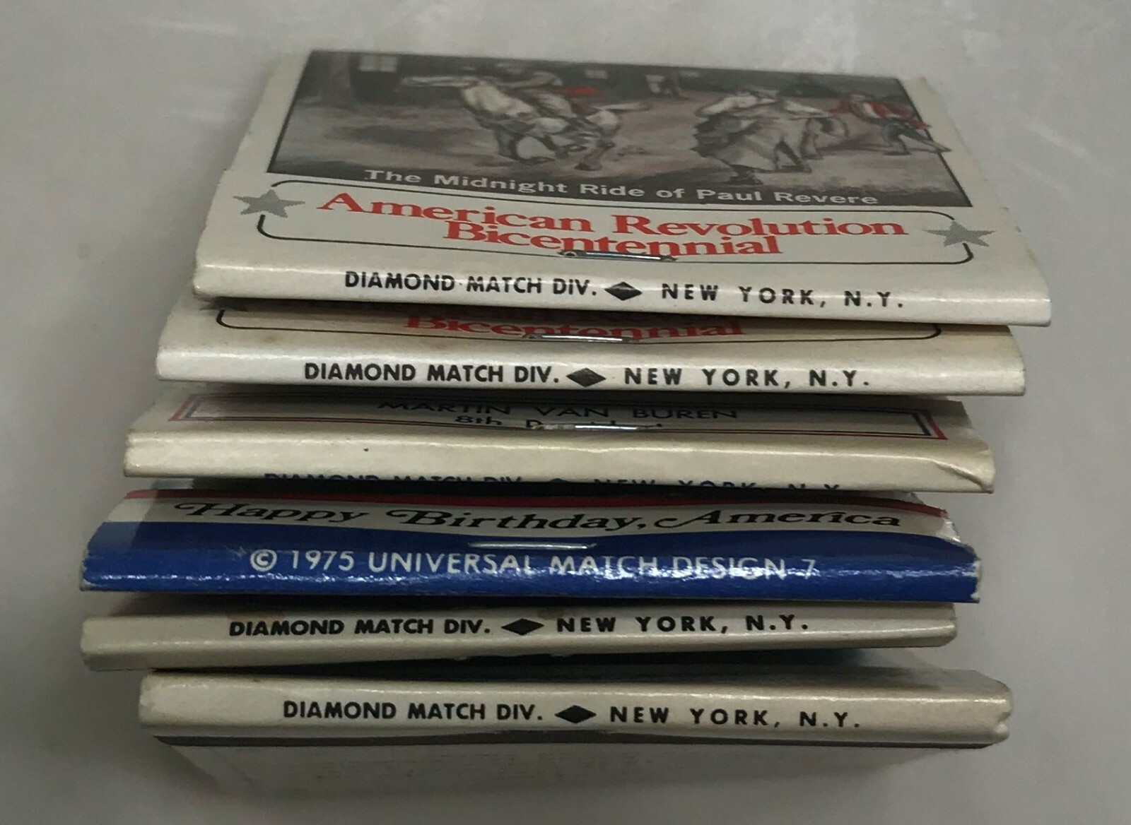 6 United States of America Themed Matchbooks: Bicentennial, President, Alamo+++