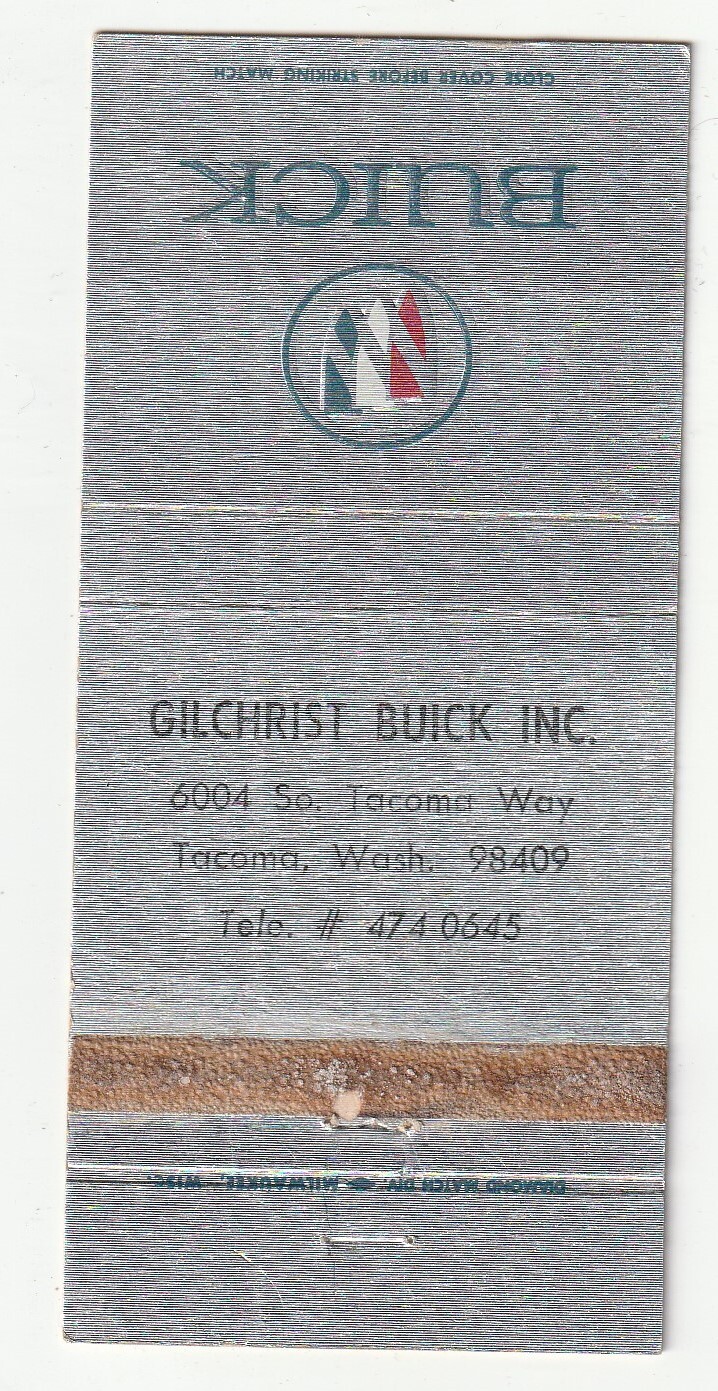 MATCHBOOK COVER – GILCHRIST BUICK – TACOMA WASHINGTON