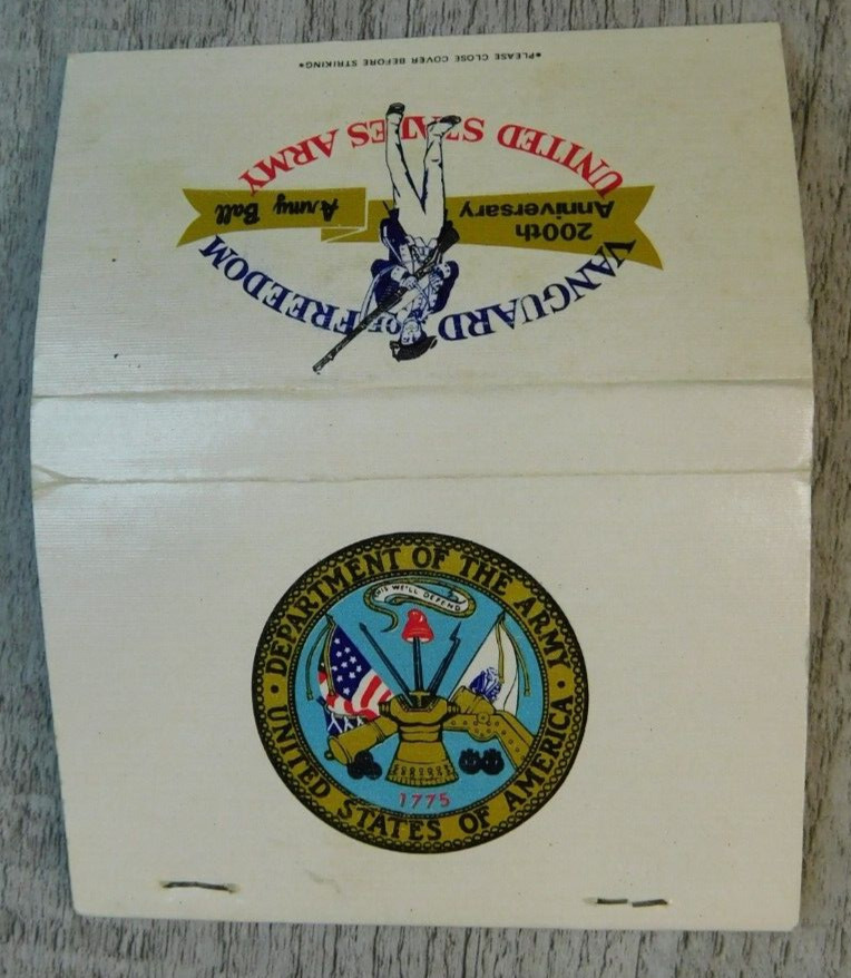 Vanguard of Freedom United States Army Monarch Full Unstruck Vintage Matchbook