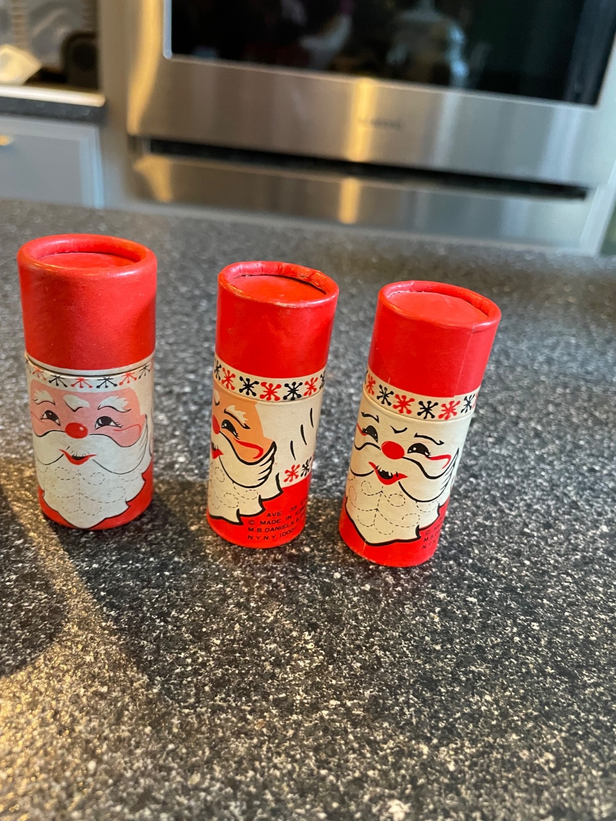 5 Vintage Santa Claus Matchbox Christmas Match Holder Tubes Cardboard Taiwan