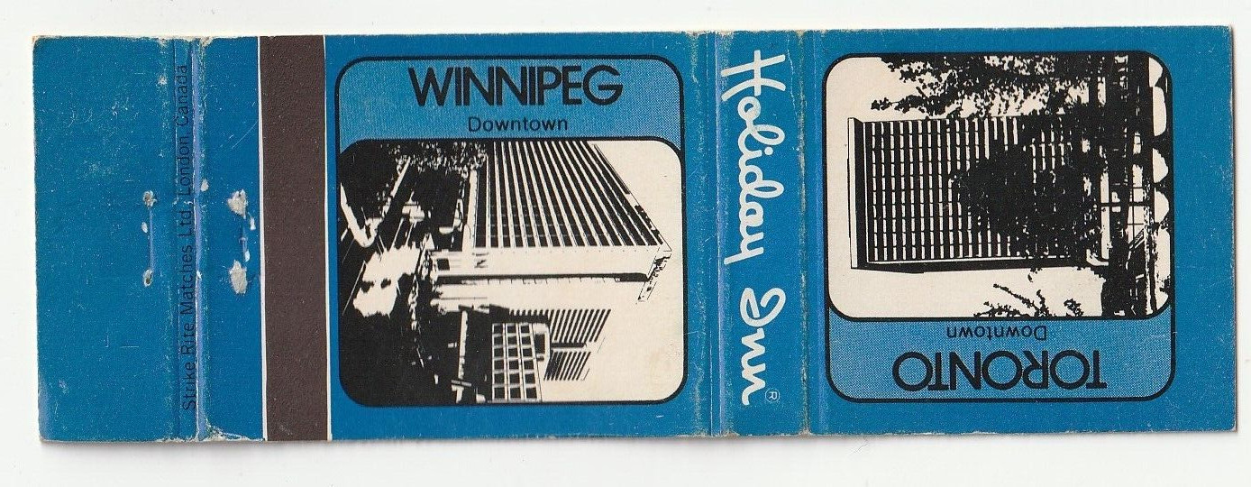 MATCHBOOK COVER – HOLIDAY INN HOTEL – TORONTO & WINNEPEG CANADA – HOLIDEX