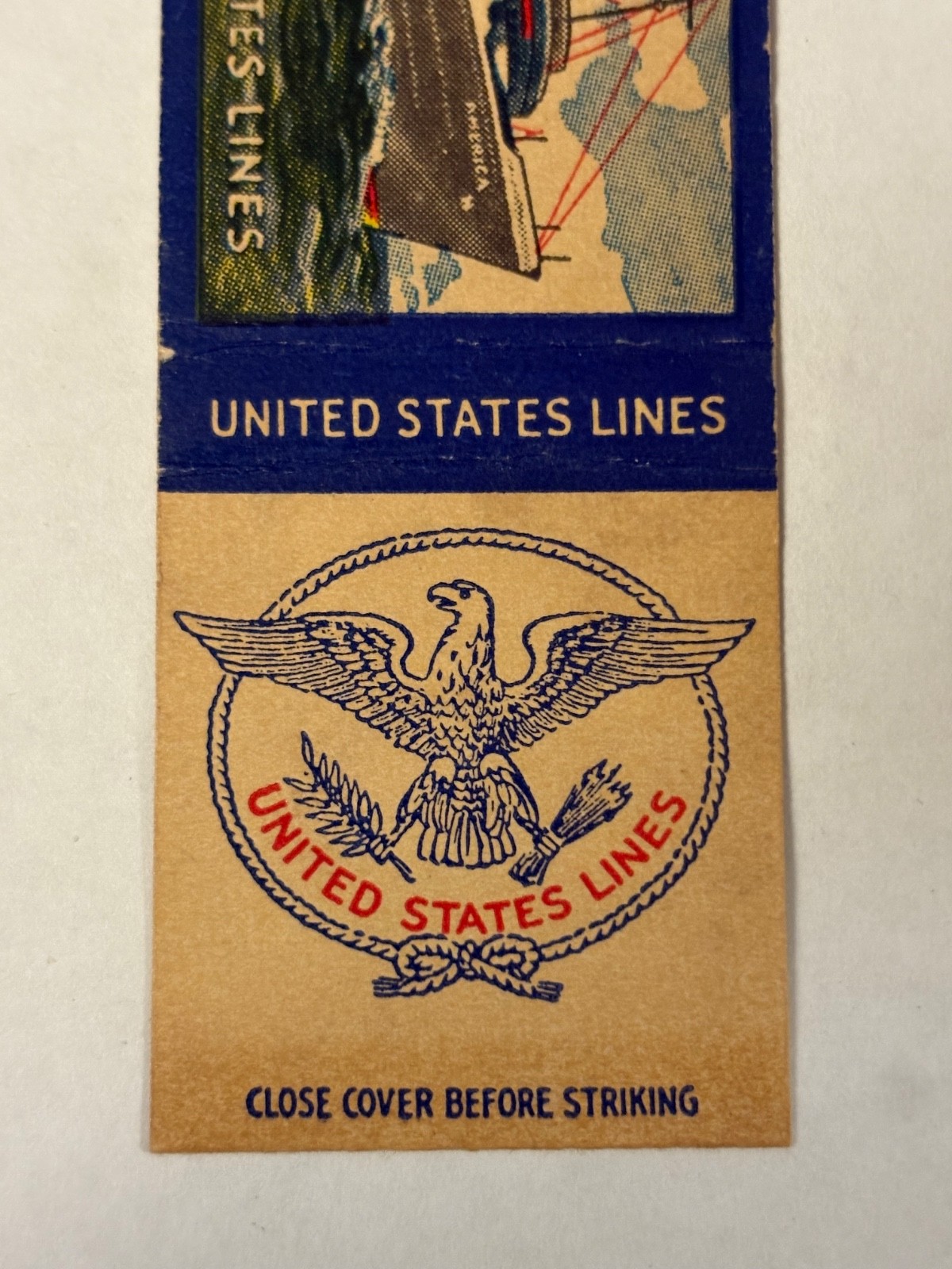 United States Lines Matchbook Cover U.S. US Eagle Logo Emblem Crest Boat Ship