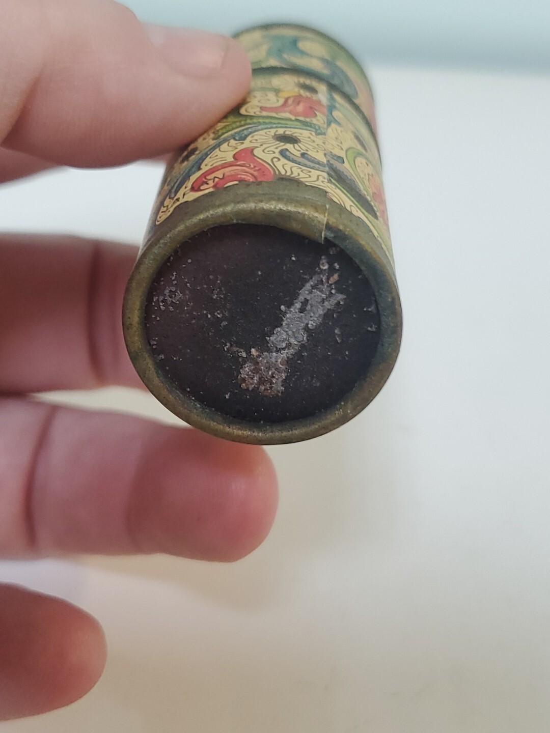 Decorative Paisley Cardboard Tube Cylinder Match Holder Black Tip Matches